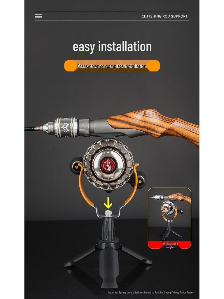 Portable Foldable Ice Fishing Rod Holder with Reel Seat - No Disassembly Needed