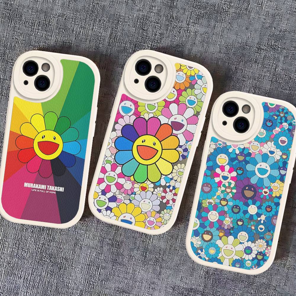 Art Japanese M-Murakami Artisti T-Takash Phone Case For IPhone 16 15 14 11 12 13 Pro Max Plus Back Leather Shell