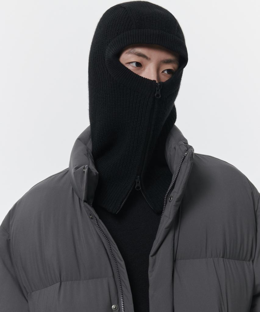 MUSINSA STANDARD Lambswool Zipper Knit Balaclava [Black]