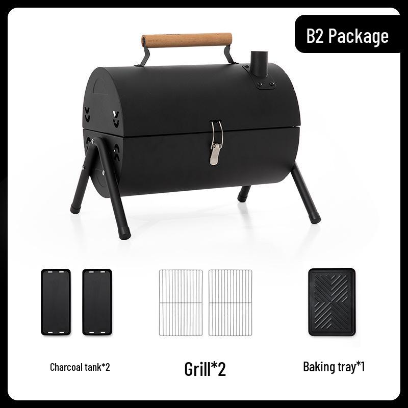Portable Charcoal Grill Set: Outdoor Camping Barbecue Rack and Tools for Home Use