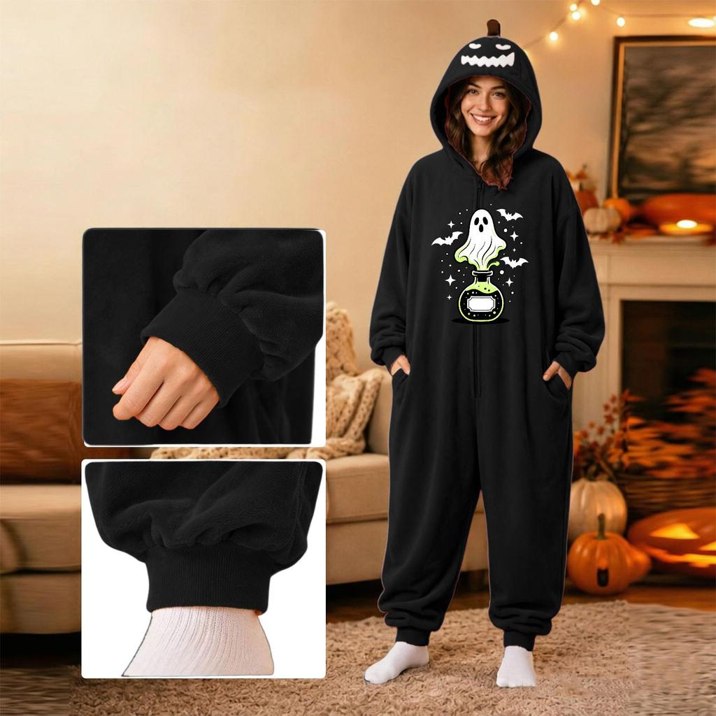 Couples Halloween Matching Flannel Jumpsuit Costume for Men and Women