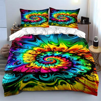 Rainbow Spiral Psychedelic Bedding Set Bedding Set (1 Duvet Cover, 2 Pillowcases, Duvet Not Included)