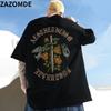 Zazomde Unisex Rose Graphic Print Tshirts Unisex Cotton T Shirt Gothic Dark Tee Hip Hop Fashion Oversized Tops Summer Streetwear