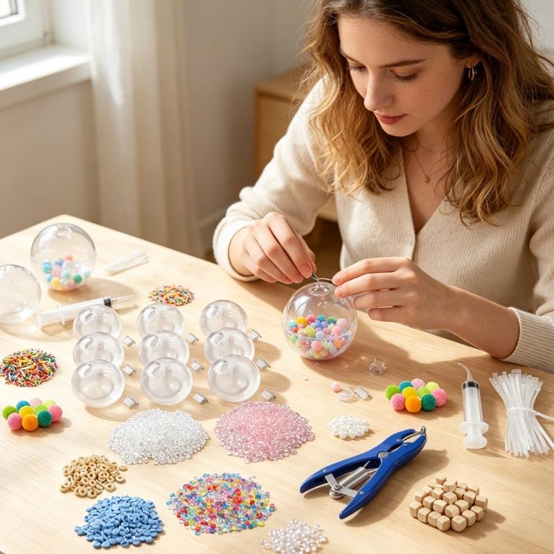 Make Your Own Stress Balls Set, 16 Empty Clear Balls with Soft Additions, Fill Tube and Closures for DIY Play, Group Projects and Event Bags