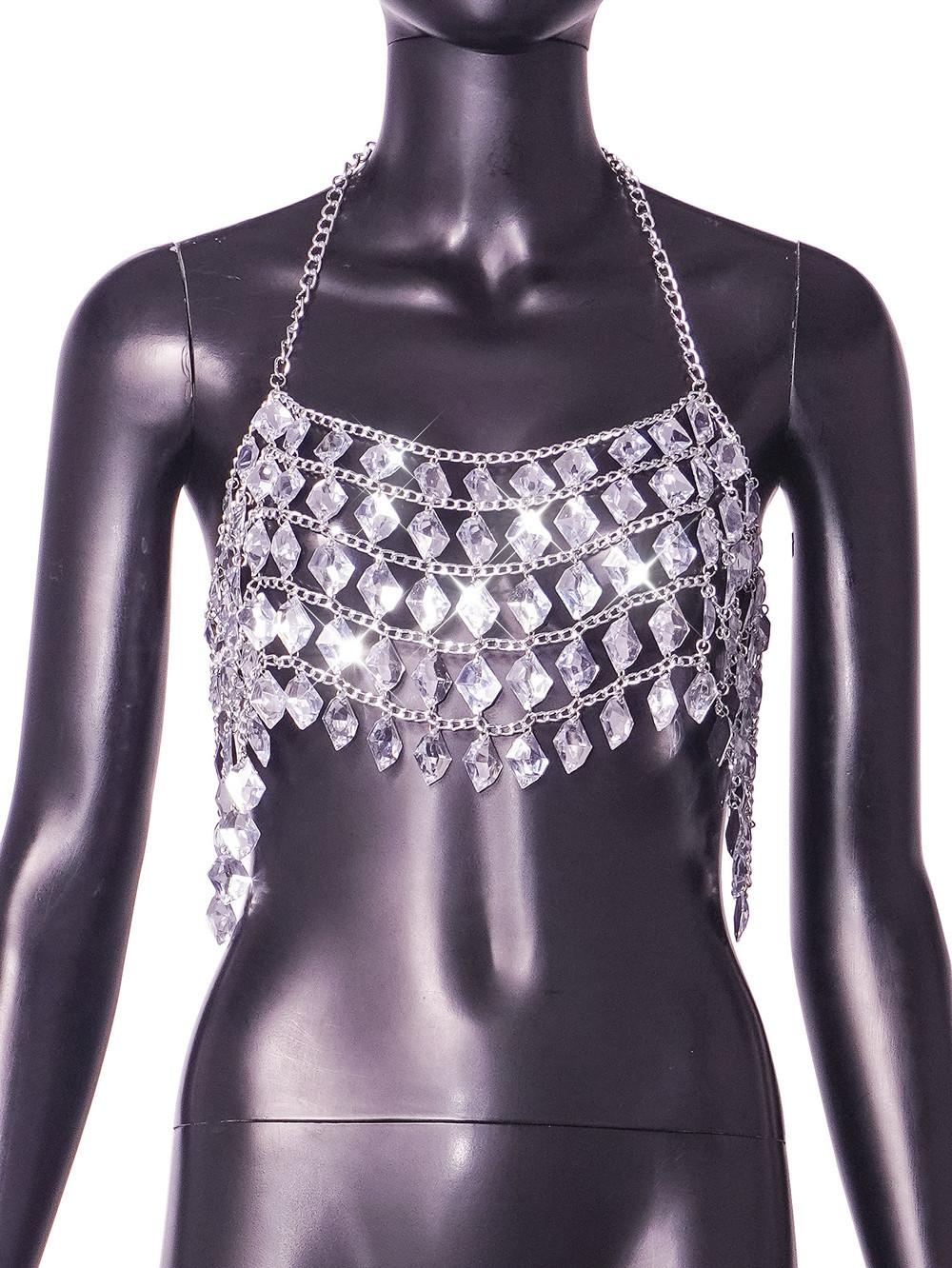 

Женский сексуальный слинг-халтер с полыми камнями ручной работы one size fits all белый