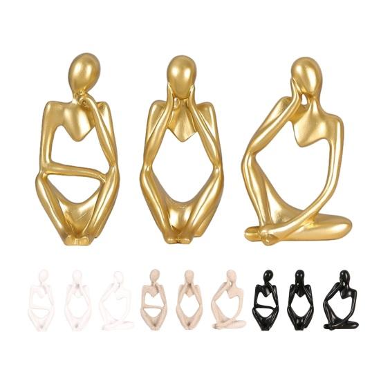 3 Pcs Resin Thinker Style Abstract Statue Collectible Thinking Figure Sculpture for Home Office Bookshelf Desktop Decor
