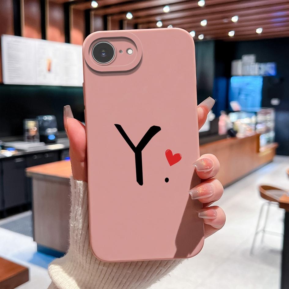 Phone Cover For Apple iPhone 16e 16 15 14 13 Pro Max Plus Pretty Red Love Heart Letter Pattern Soft Silicone Anti Fall Protective Case For Apple Shell