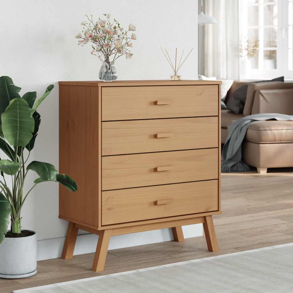 Vidaxl Olden Chest of Drawers, Brown, Solid Pine Wood