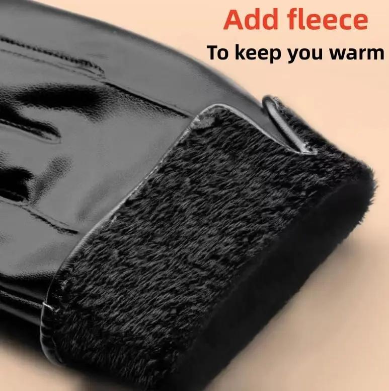 Motorradhandschuhe Winterhandschuhe für Herren Echte Lederhandschuhe Outdoor-Radfahren Echtes Schafsleder Warm halten Verstellbare Handschuhe