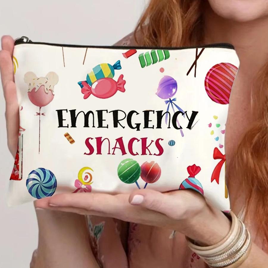 Canvas Makeup Bag Zippered Travel Portable Lightweight Makeup Pouch Large Capacity Durable Toiletry Bag Foldable Storage Bags Student Pencil Case