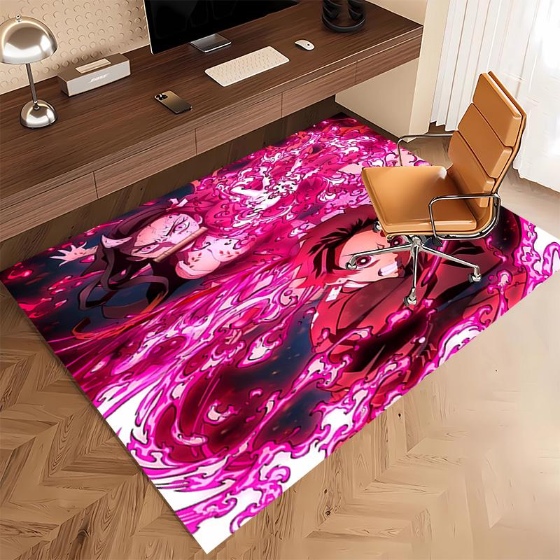 1pc Demon Slayer Print Area Rug - Soft, Washable Non-Slip Indoor Mat, Living Room, Home Office Decorative Rug,Office Decorative