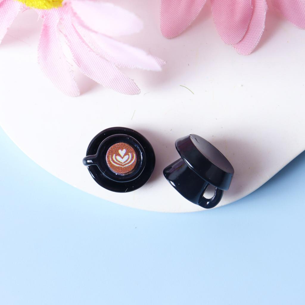 8 Stück Niedliche Mehrfarbige Kleine Kaffeetassen Anhänger 3D Harz Getränkebecher Ohrringe Anhänger Halskette Schlüsselanhänger DIY Schmuck Herstellen