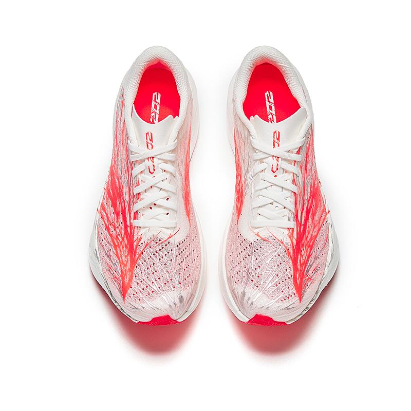 Anta Textile, Synthetic Leather Low top Nitrogen Technology Running Shoes Women's Papyrus White/Neon Bright Dark Red 122625575-1