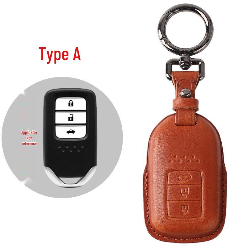 Genuine Leather Key Case for Honda Civic 11th Gen, Accord, Lingpai, Crown Road, CRV - Handmade Cowhide Key Bag