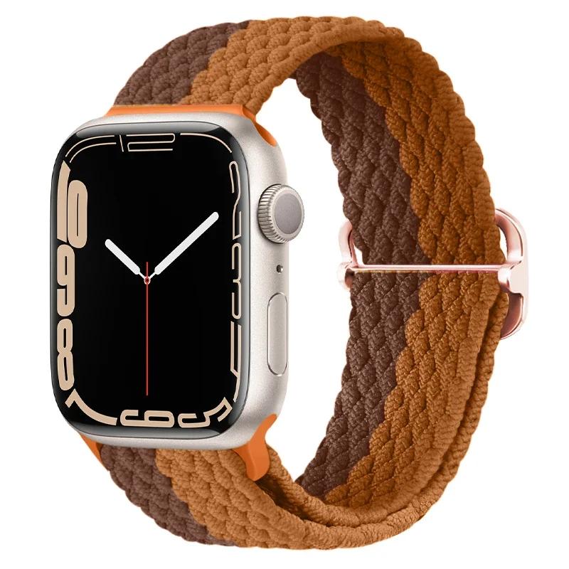 Geflochtener Solo Loop für Apple Watch 10 Band 42 mm 46 mm 45 mm 44 mm 40 mm 9 8 7 6 5 4 SE 2 Verstellbares elastisches iWatch Ultra Nylonband