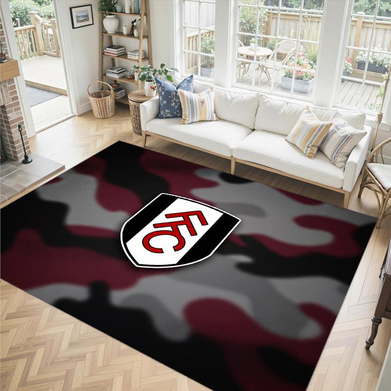 Fulham Football Design Crystal Velvet Carpet Cozy Non?Slip Printed Rug For Bedroom Living Room Entrance