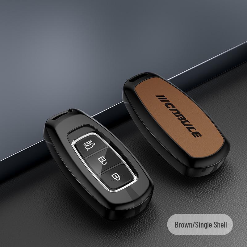 Bilnyckelskydd för Beijing Hyundai Mistra, Elantra, ix35, Festa, ix25 - Metall-läderväska med spänne.