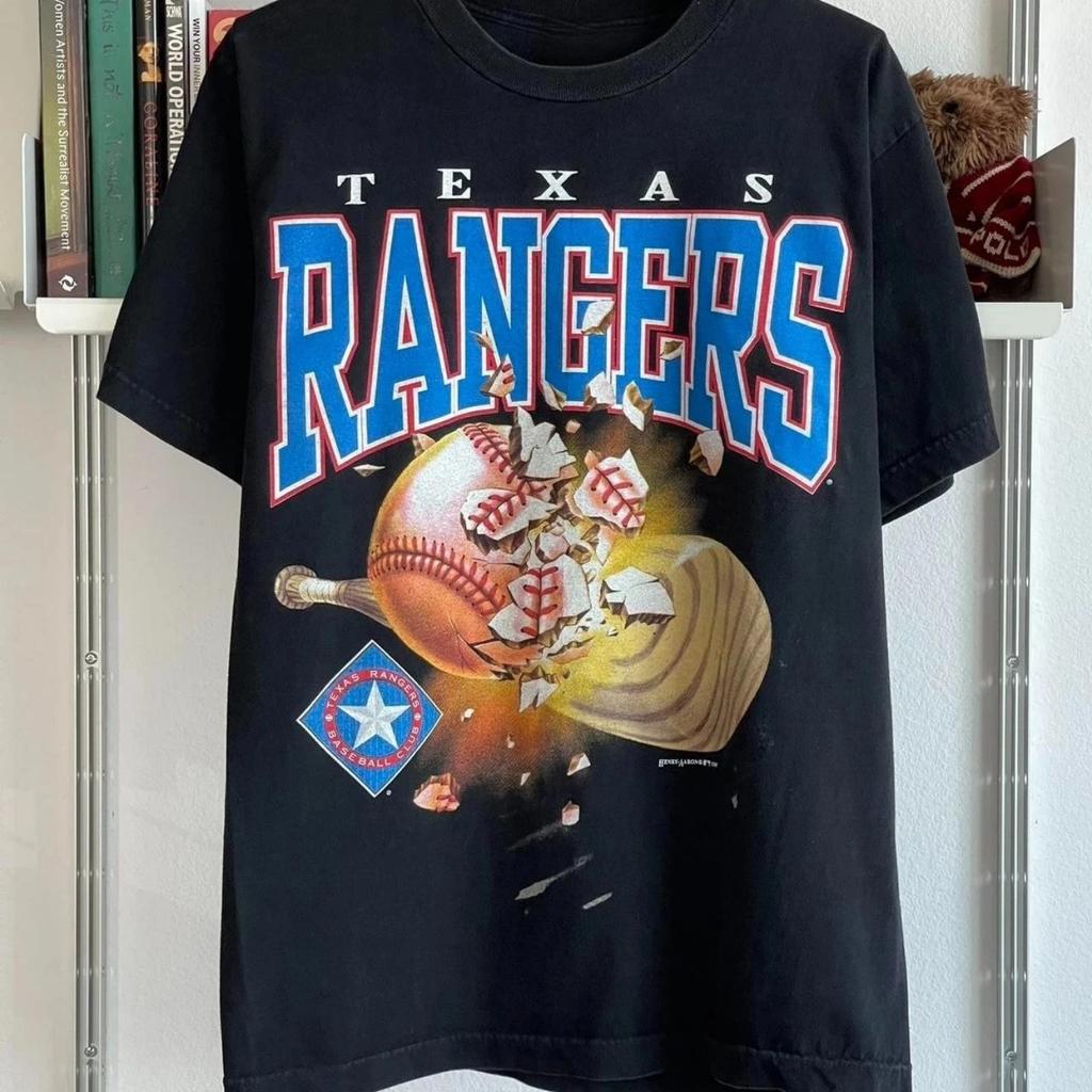 90er Retro Texas Rangers Durchbruchmuster T-Shirt Retro Gedenk-T-Shirt Tägliches Outdoor Herren Damen Fan Aufdruck T-Shirt