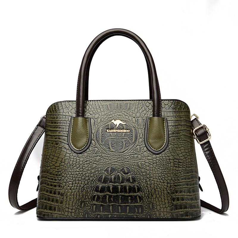 Женская новая сумка через плечо из искусственной кожи с крокодиловым узором — фото 9