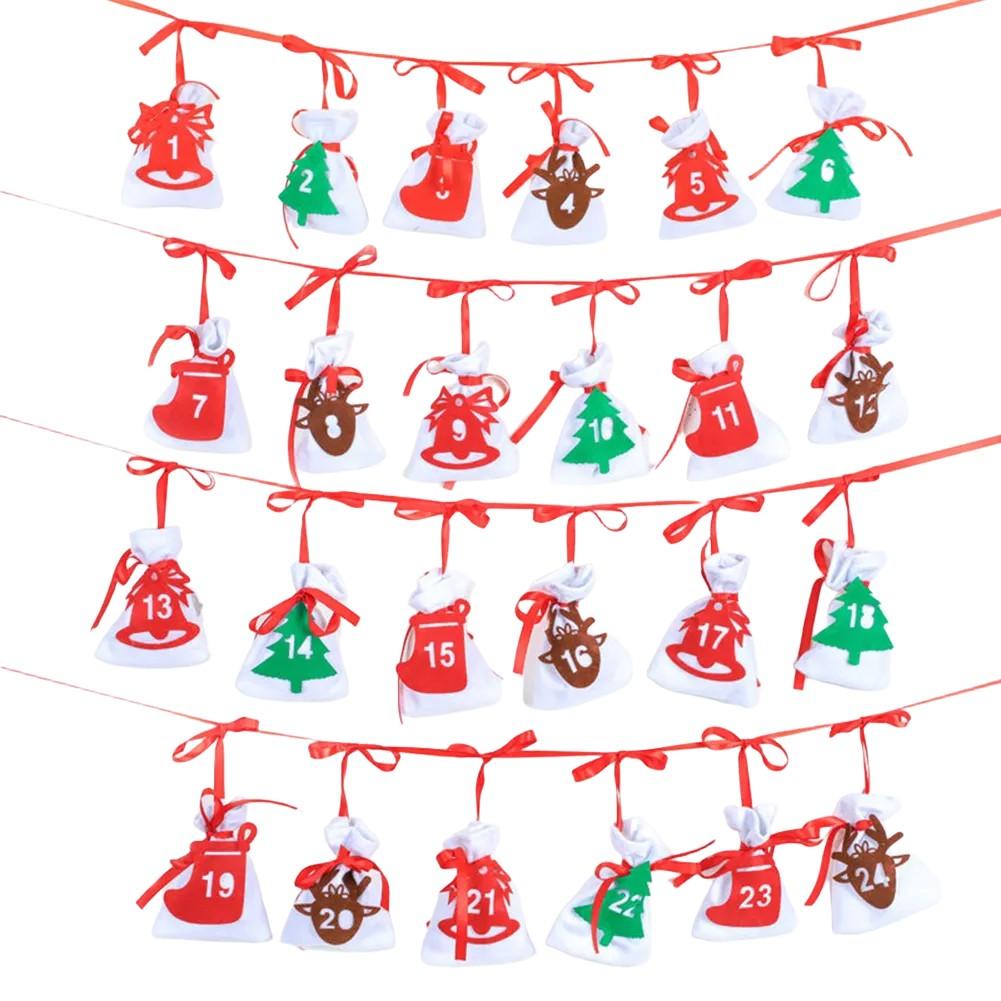 

Christmas Countdown Bag Felt Prezzie Bag Festive Christmas Design Emptying 1-24