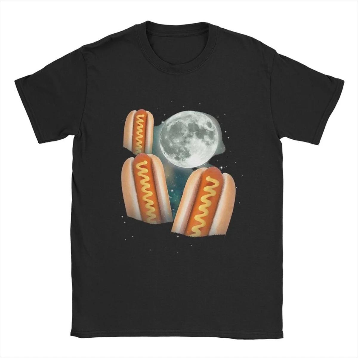 Raccoon 3 Racoons Howling At Moon T-Shirts Men Funny Weird Cursed Novelty 100% Cotton Tee Shirt Crewneck Short Sleeve T Shirts S