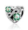 Luckly Four Leaf Shamrock Dangle Charm Copper Family Tree Flower Bead Pendant Compatible With Authentic Bracelets Necklaces Jewellery