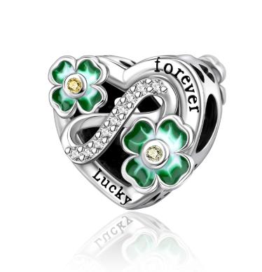 Luckly Four Leaf Shamrock Dangle Charm Copper Family Tree Flower Bead Pendant Compatible With Authentic Bracelets Necklaces Jewellery
