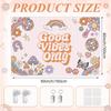 Groovy "Good Vibes Only" Tapestry, Calming Wall Art with Retro Flowers, Mushrooms & Disco Balls, Ideal for Home & Teen Spaces