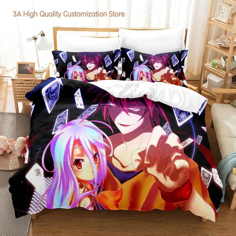 Comforter No Game No Life Bedding Set Cartoon Anime Three-Piece Set Adult Boys Bedroom S 3D Kawaii Girl