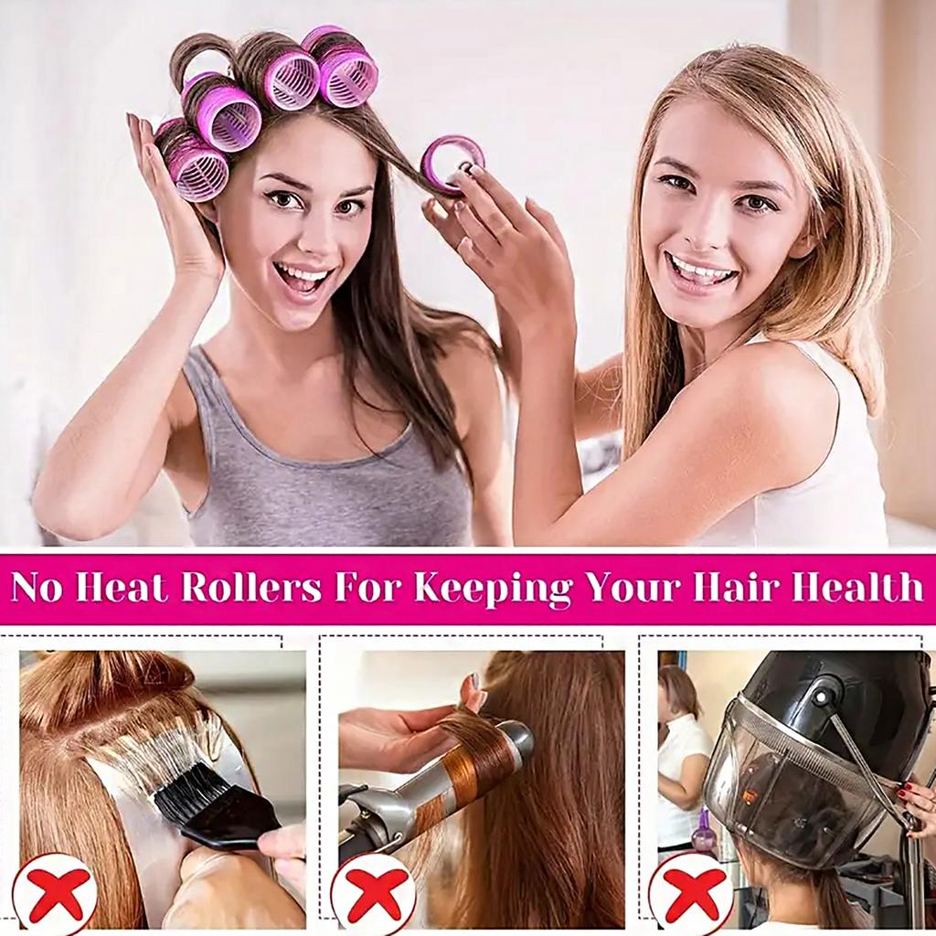 29Pcs Heatless Hair Curlers Set, 18 self holding curling irons, 10 hair clips, 1 comb,Suitable for all hair types