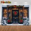 Mocsicka New Year Party Backgrounds Christmas Tree Winter Snowflake Black Door Decorations Family Festival Photography Backdrops