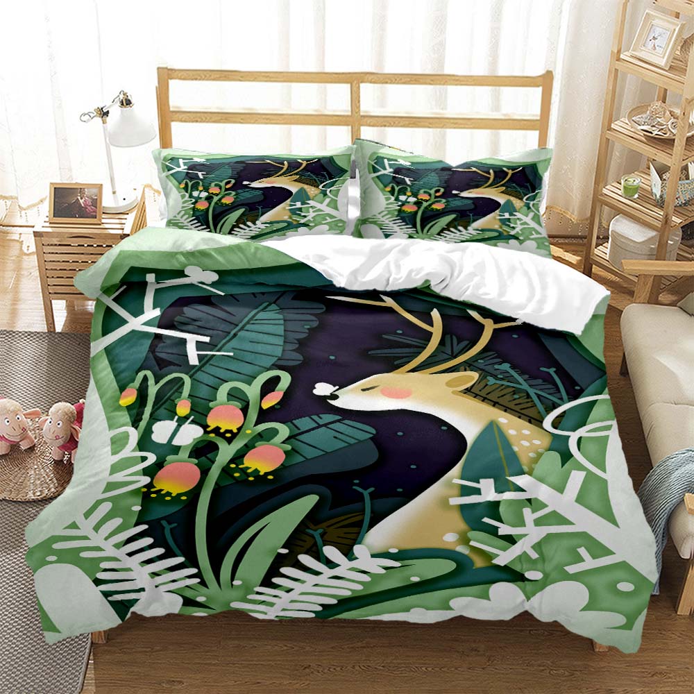 

Forest Deer Digital Print Polyester Bedding Sets Child Kids Covers Boys Duvet Cover Set For Teens Bedding Set EU single(135x200cm)