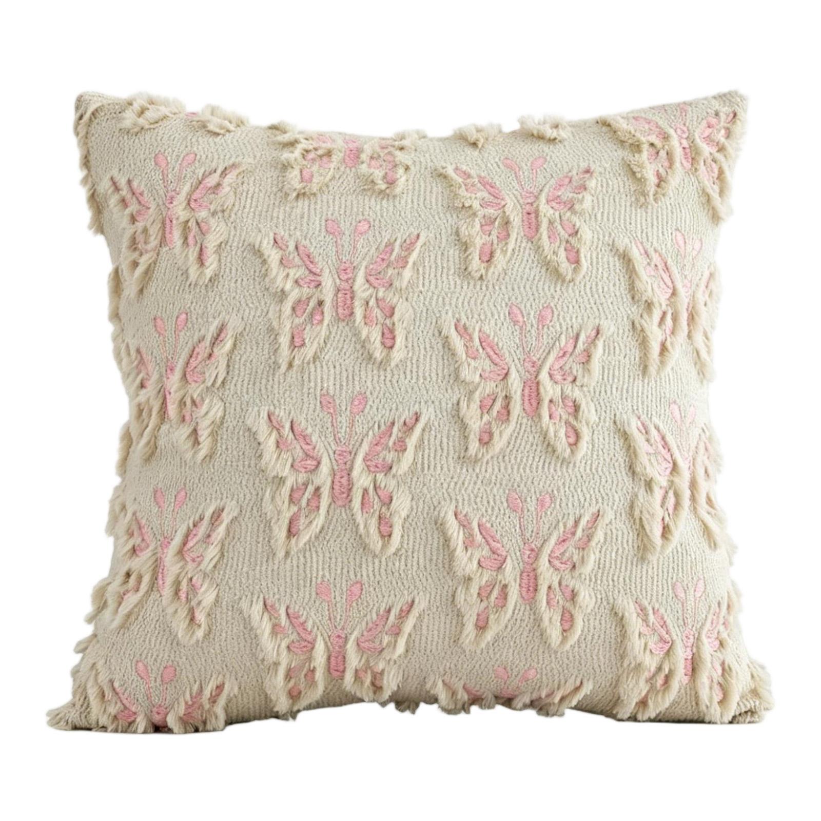3D Butterfly Embroidered Velvet Cover, 4545 cm, Cushion Case without Insert One Size