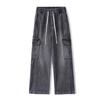 American retro trendy brand loose straight jeans men's spring and summer new wide-leg casual tooling trousers