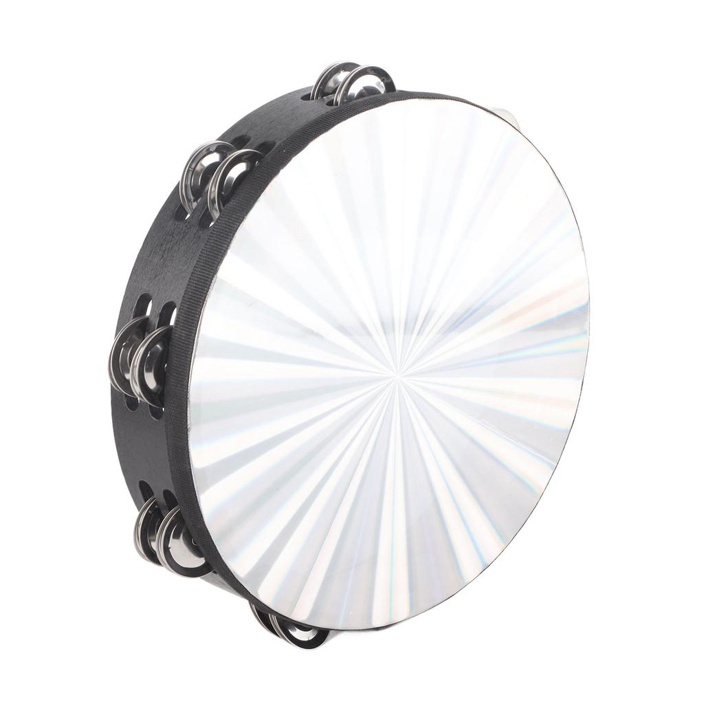 Tambourine Double Row 16 Pairs Metal Jingles Clear Sound Laser Handheld Drum Bell Timbrel 10in