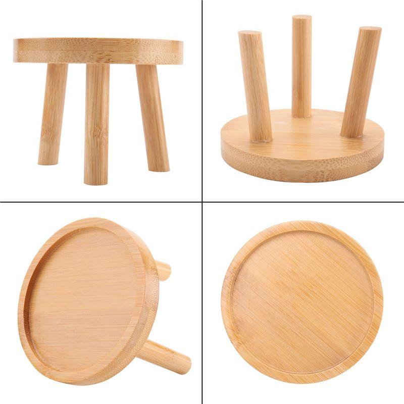 ABWR-6X Wooden Plant Stand Flower Pot Base Holder Stool High Stool Balcony Succulent Round Flower Shelf For Indoor Outdoor