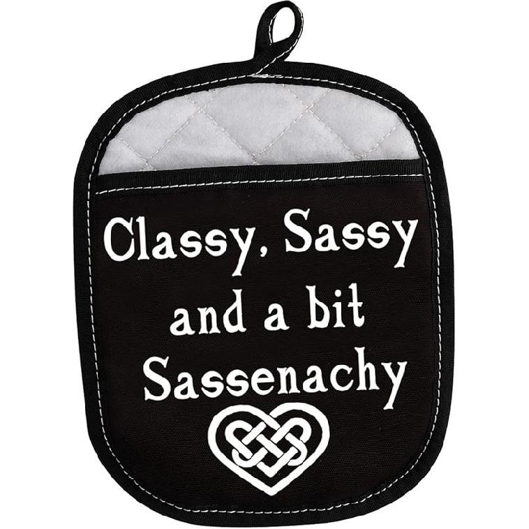 LEVLO Dragonfly Fans Gift Sassenach Merchandise for Jamie Fraser Fans Classy Sassy and A Bit Sassenachy Dragonfly Pot Holders (Classy Sassy) Classy Sassy