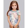 Roupa de Menina 2025 Gato de Desenho Animado Animal Fofo Estampa 3D Moda Casual Camisetas Engraçadas Camisetas de Menina Top de Verão de Manga Curta