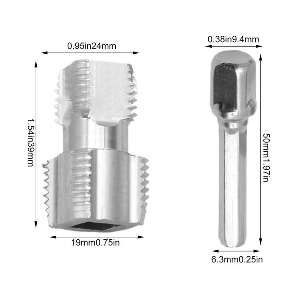 1 Stück Innengewinde PVC Rohr Gewindeschneider Aluminium G1/2 G3/4 Gewindeschneidwerkzeug 6,35mm Schaft Abnehmbares Gewindeschneiderwerkzeug