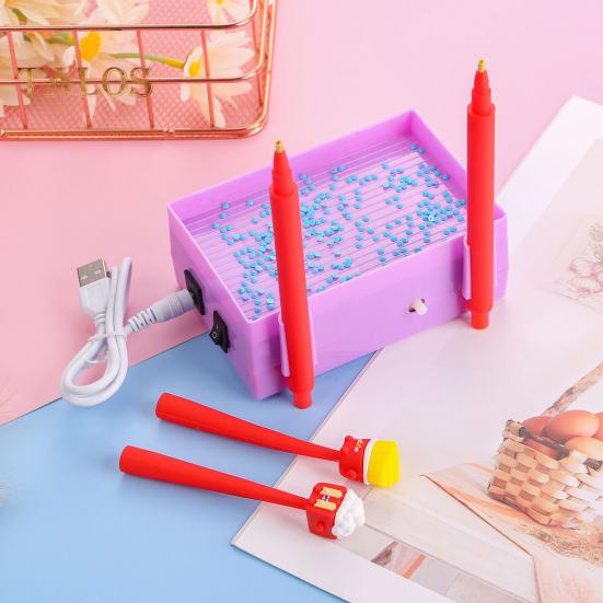 Elektryczny diamentowy długopis do malowania artystycznego Zestawy diamentowych długopisów do malowania próżniowego Akcesoria do malowania diamentowego Długopis do ładowania diamentowego narzędzia artystycznego z tacką do przechowywania