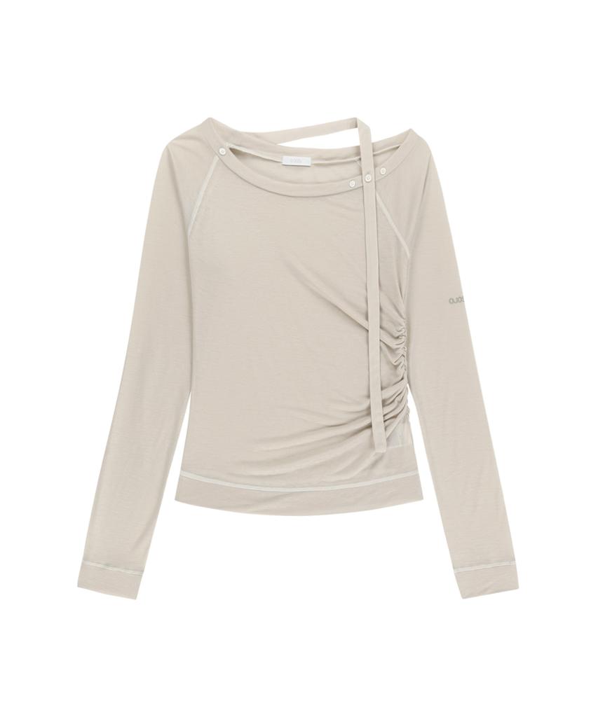 OJOS Asym Shoulder Scarf Long Sleeve / Oatmeal