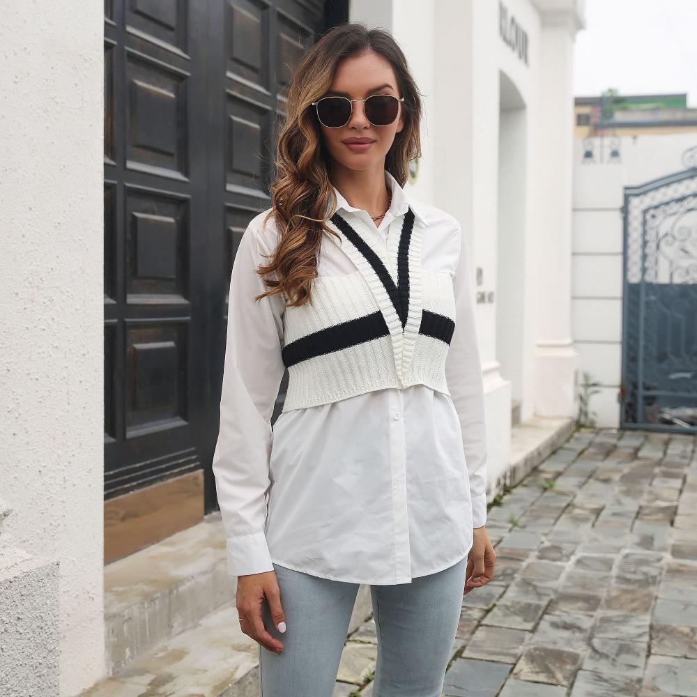 GMXIA Dámská móda Ležérní pruhovaný potisk Letní Jarní Podzimní Zimní Bez rukávů Pletené Vesty