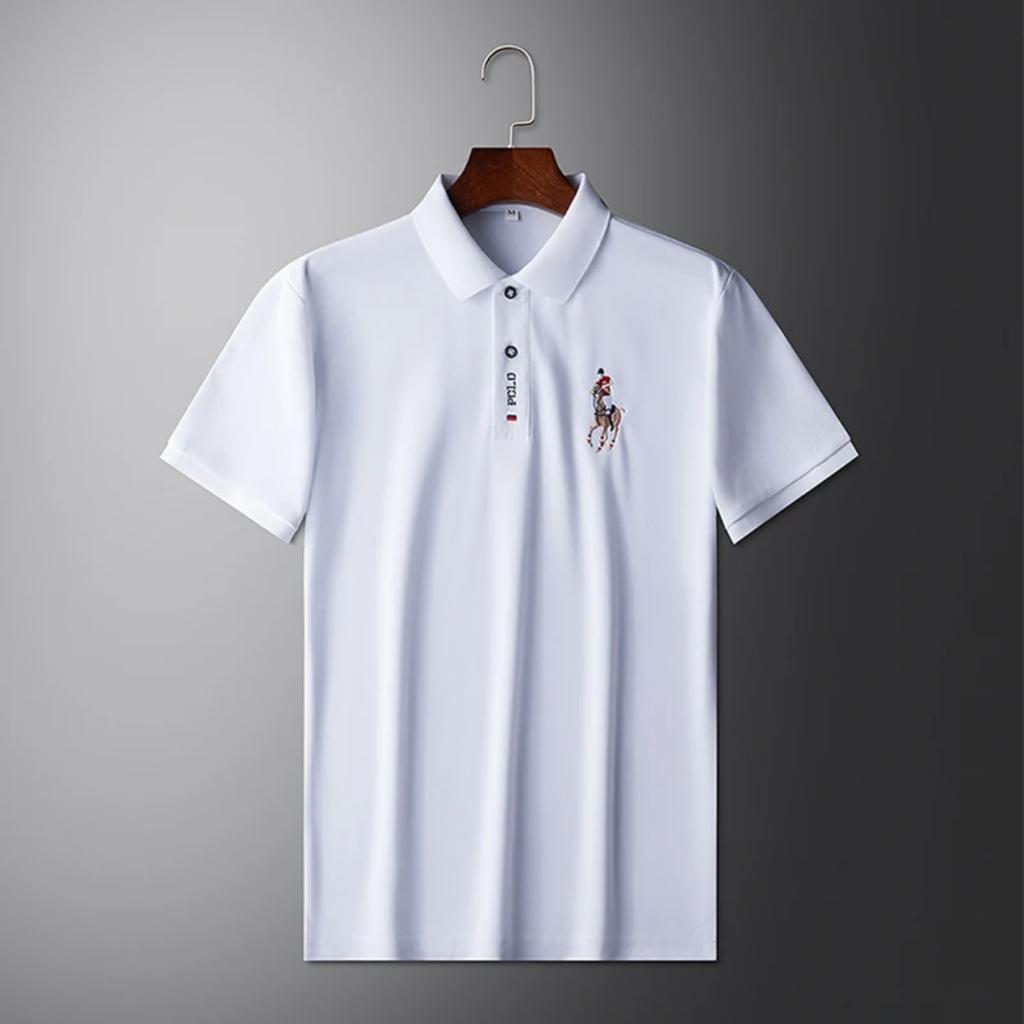 TrendHub Men's Embroidered Casual Fashion Short Sleeved Polo Shirt Comfortable Top