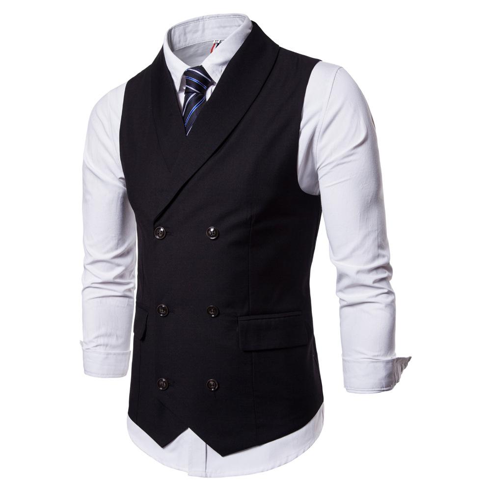 Men's Korean Style Autumn Suit Vest Solid Color Slim Fit Classic Streetwear Single Breasted Waistcoat for Party