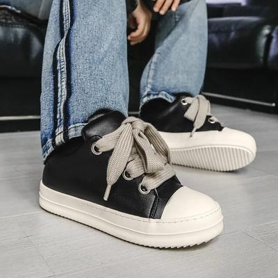 Autumn Unisex Sneakers Size 35-44 Trainers Women Microfiber Leather Lace-up Casual Shoes Fashion Platform Low-top Skate Shoes