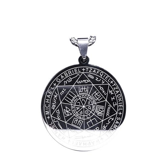 

Мужское ожерелье Семь амулетов Ангела Соломона Круглый кулон Полая цепочка из нержавеющей стали с гальваническим покрытием Унисекс Повседневная одежда Ожерелье на ключицу Ювелирные изделия на шею