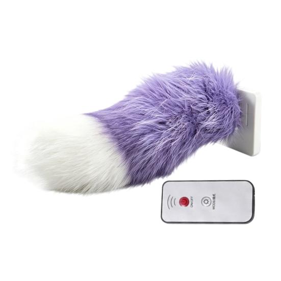 Elektryczny machający ogon do samochodu, pluszowy zwierzęcy ogon sterowany pilotem, ruchoma ozdoba na bagażnik z futra aktywowana dźwiękiem do Cosplay Anime