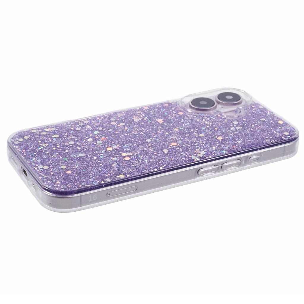 For iPhone 16 Plus Case Protective Soft TPU Phone Cover with Glittery Surface