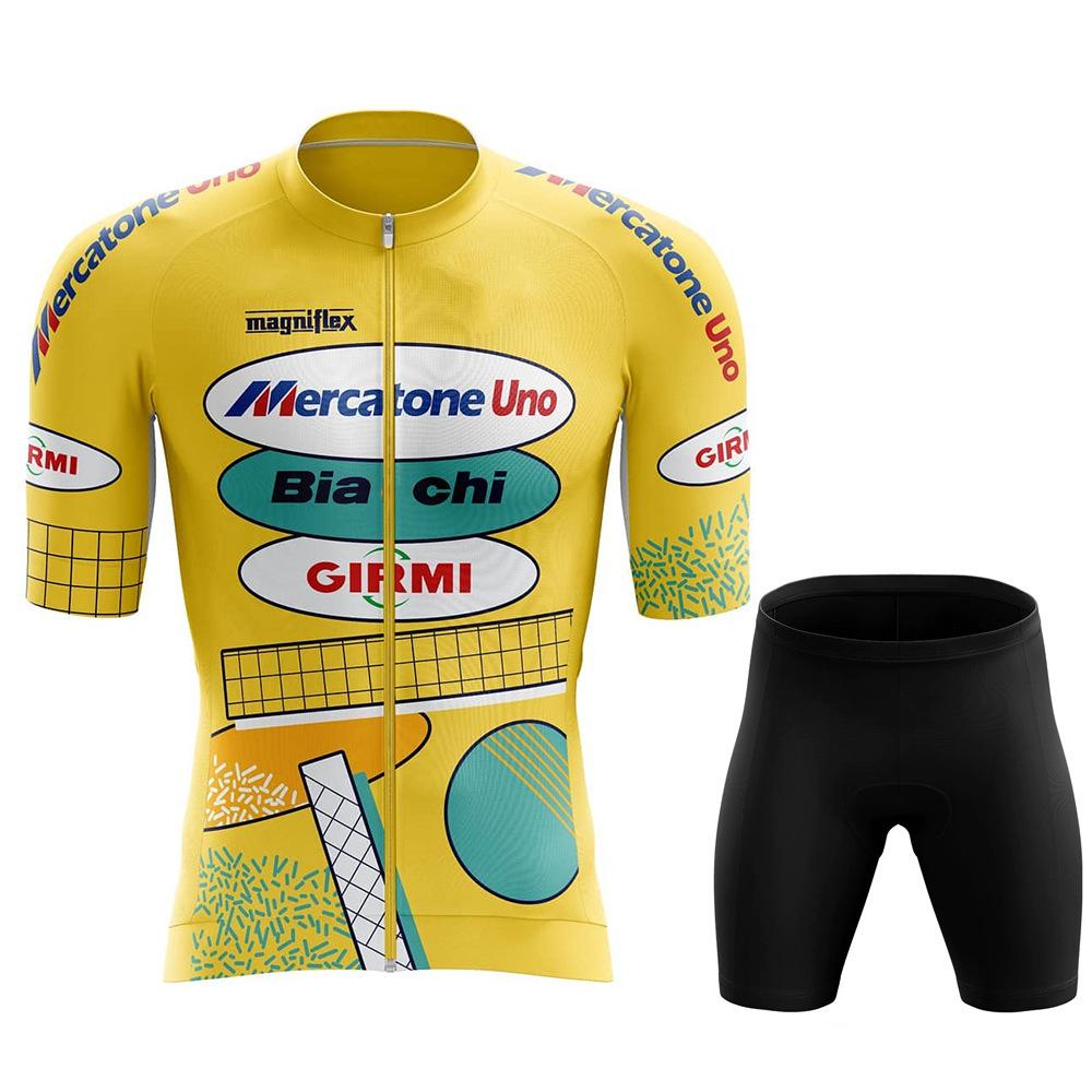 

Men s Summer Yellow Short-sleeved Top Breathable and Quick-drying Cycling Shorts Set Mountain Road Cycling Suit 2026 3XL