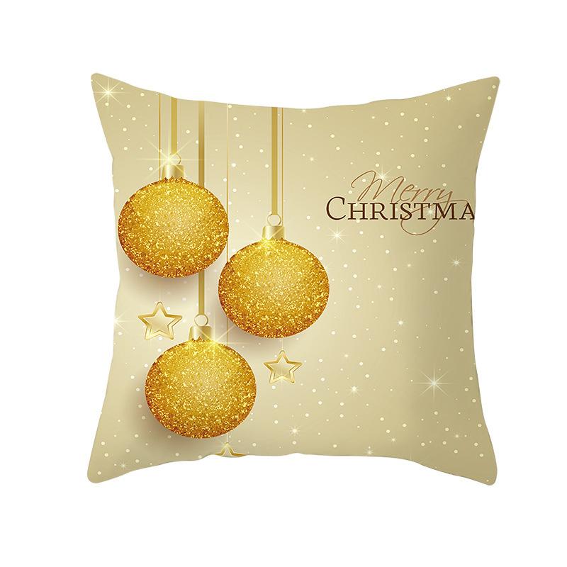 New Christmas Golden Ball Bell Pillow Cover Sofa Car Office Seat Cushion  Gold Series  Holiday Home Decoration